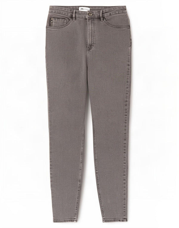 Calça jeans skinny feminina Zara EU 42 grande W32 L27 algodão cinza