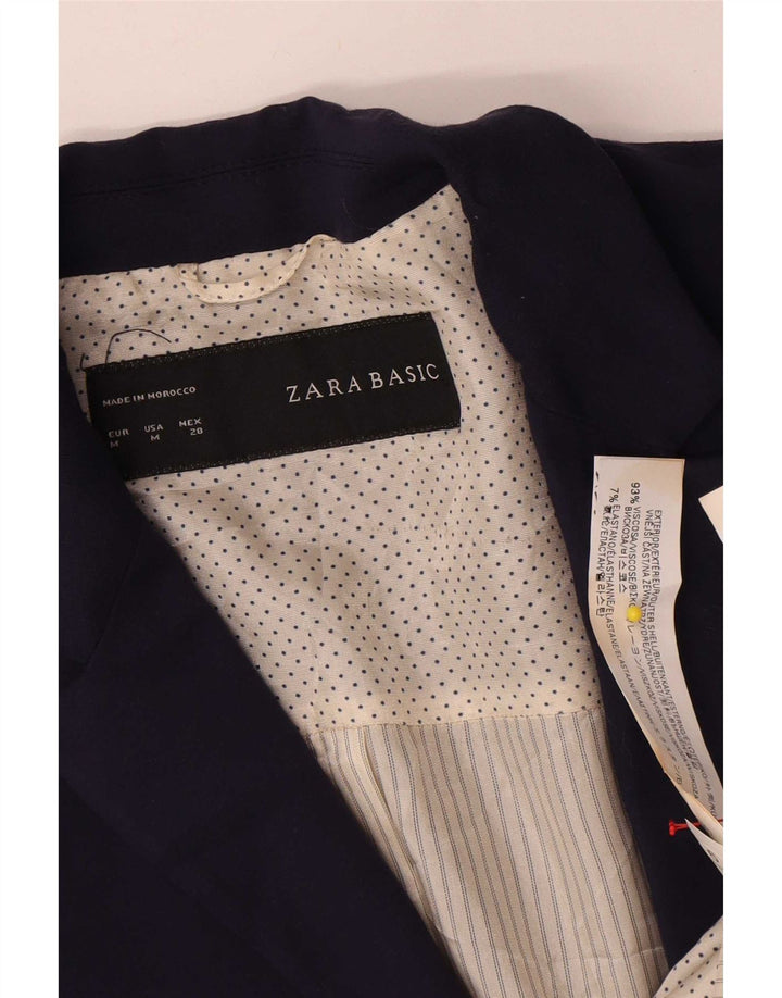 Jaqueta blazer feminina Zara com 1 botão Reino Unido 12 médio azul marinho viscose