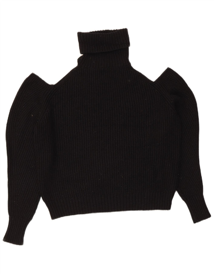Zara Suéter feminino cropped oversized com gola redonda Reino Unido 10 pequeno preto