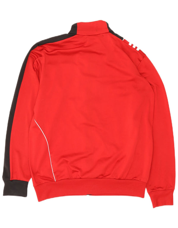 Adidas Mens Tracksuit Top Jacket UK 38/40 Médio Vermelho Colorblock Poliéster
