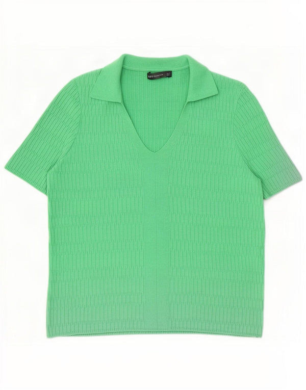 Camisa polo feminina Marks & Spencer UK 16 grande viscose verde