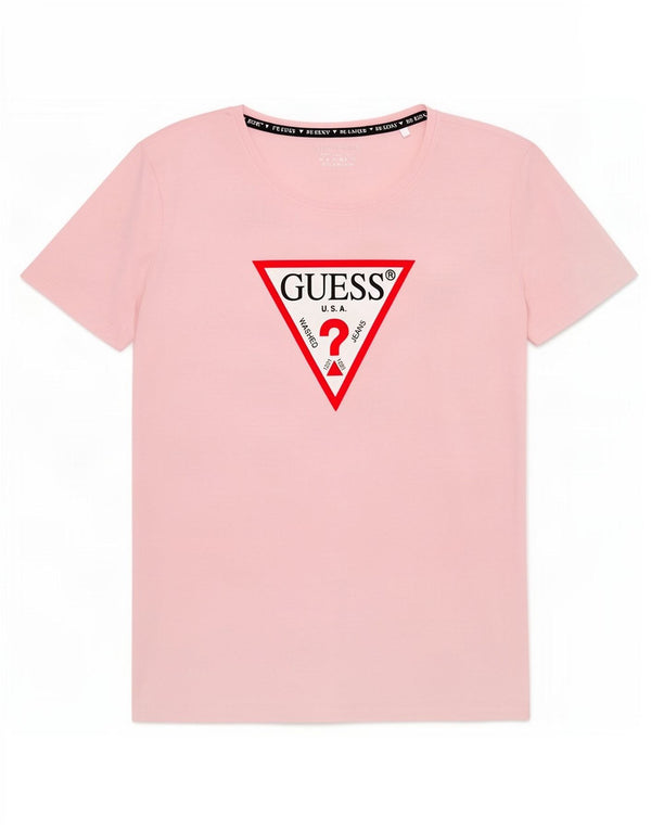 Camiseta feminina Guess com estampa gráfica UK 14 grande rosa