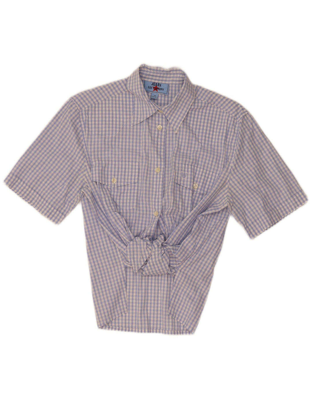 Blusa feminina de manga curta Les Copains IT 44 guingão azul médio