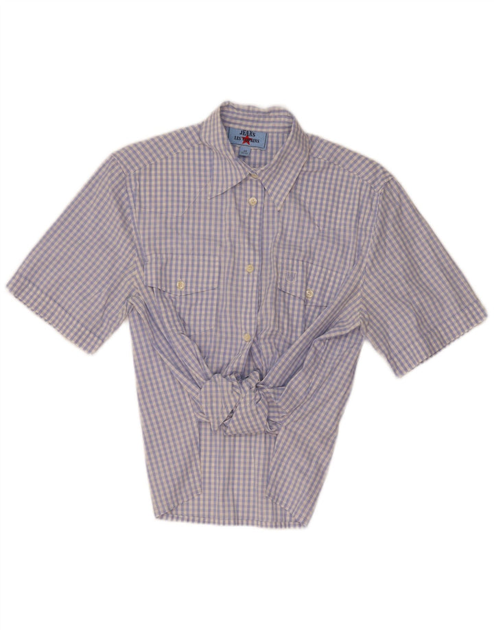 Blusa feminina de manga curta Les Copains IT 44 guingão azul médio