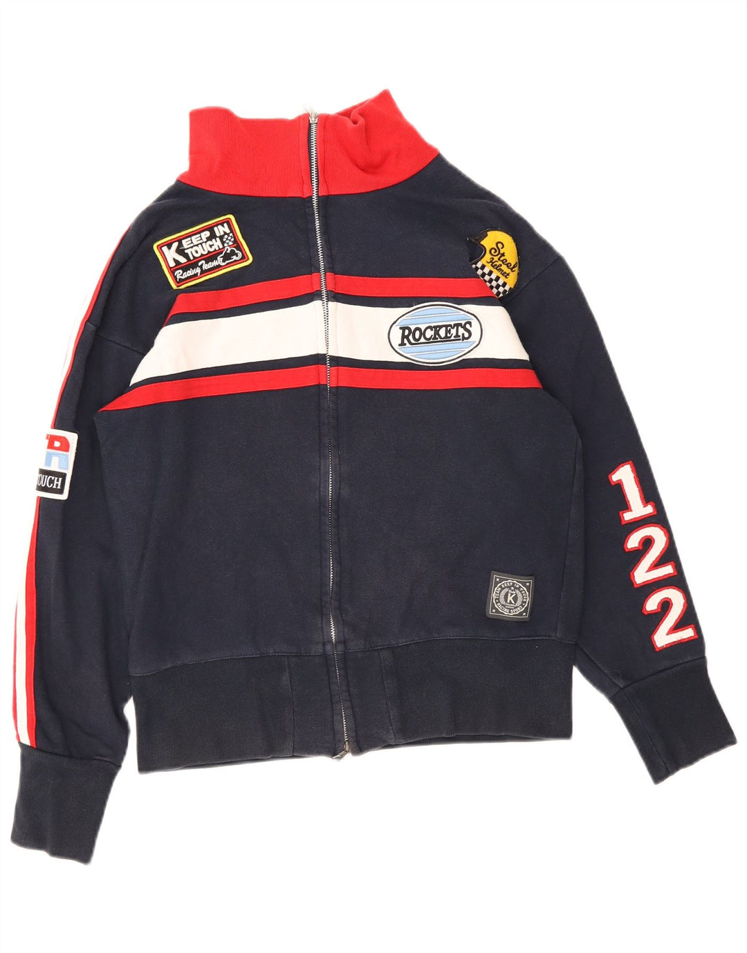 Jaqueta vintage masculina Motorstyle agasalho pequeno azul marinho retrô