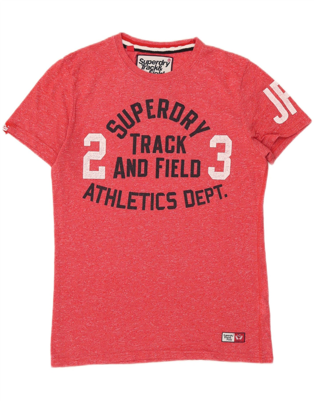 Camiseta masculina Superdry com estampa gráfica pequena de algodão manchado vermelho