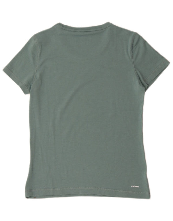 Adidas Womens Climalite T-Shirt Top UK 12/14 Médio Algodão Verde