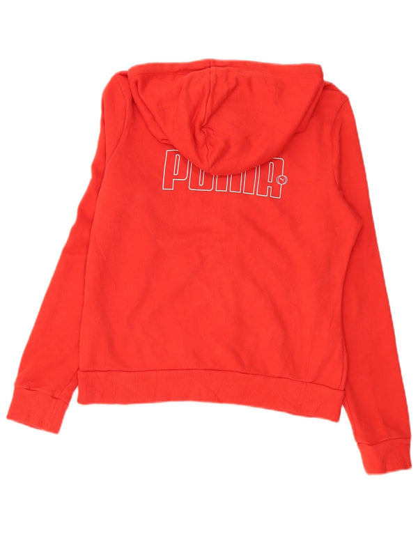Suéter feminino Puma com capuz e zíper gráfico UK 12 algodão vermelho médio