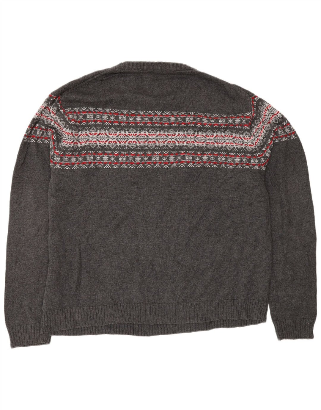 Suéter masculino CHAPS com gola redonda XL cinza Fair Isle algodão