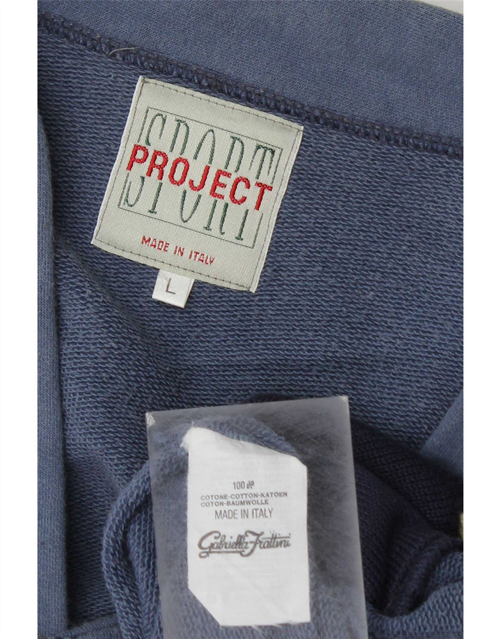 Suéter cardigã masculino Sport Project grande algodão geométrico azul
