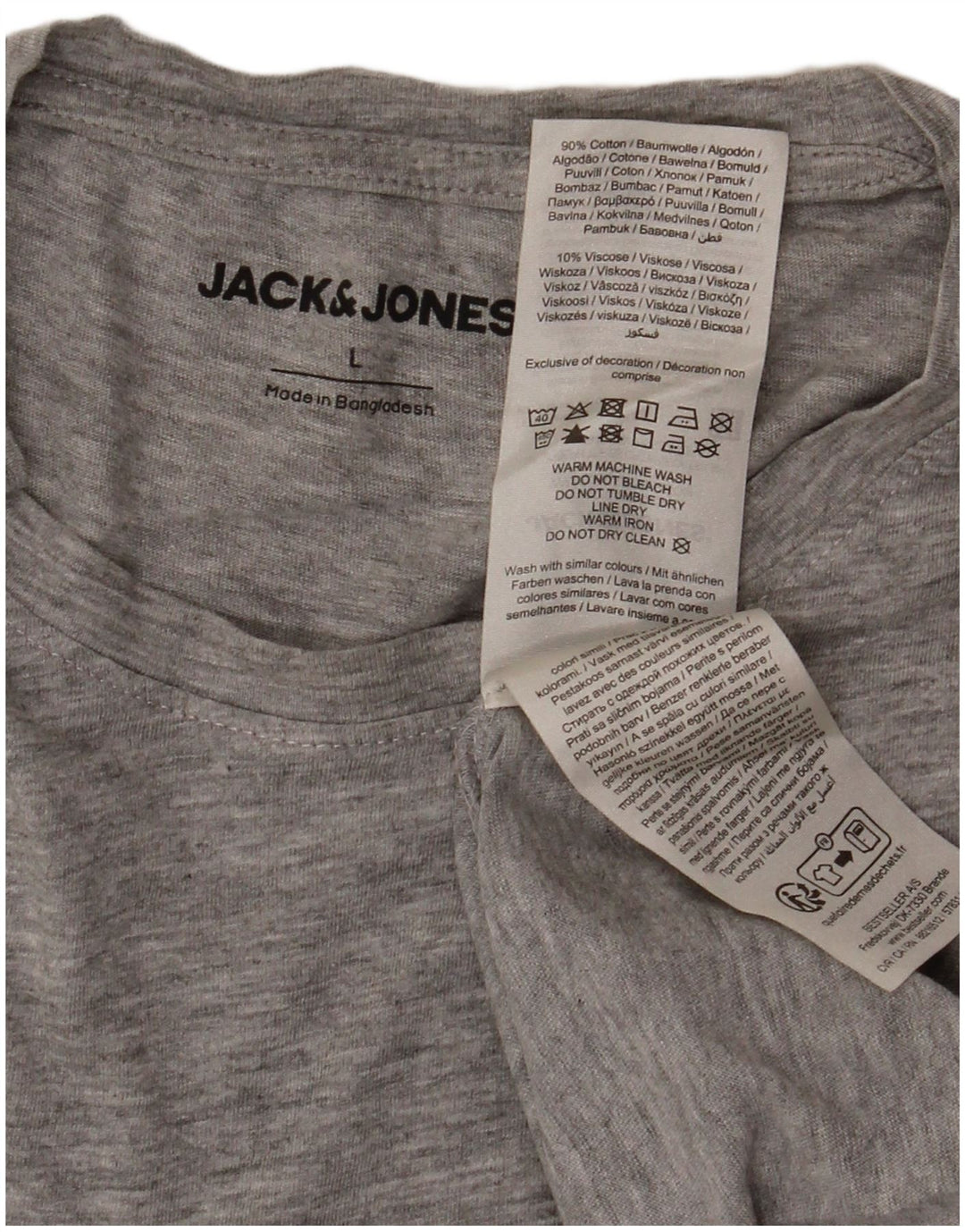 Camiseta masculina JACK & JONES grande viscose cinza