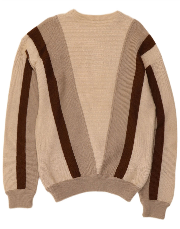 Suéter masculino Orville com gola redonda e lã colorblock bege médio