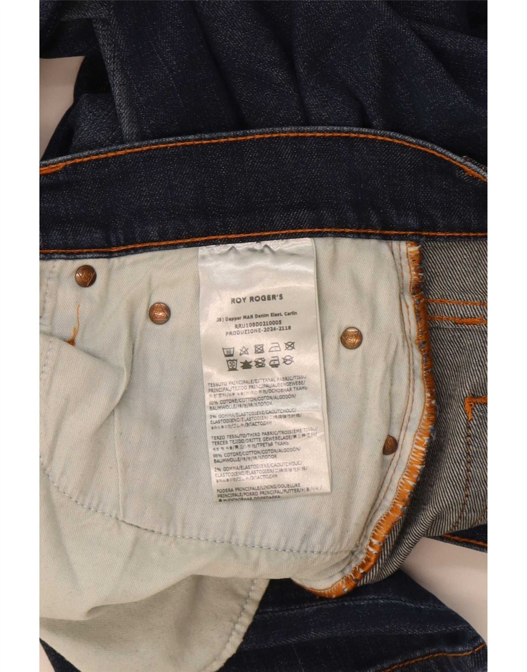 Roy Rogers Mens Jeans Slim W35 L30 Azul Algodão