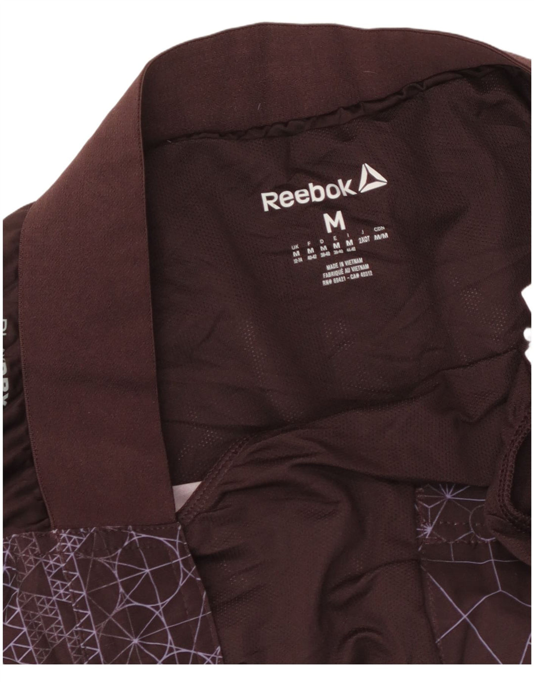 Shorts de natação feminino REEBOK gráfico UK 12/14 médio marrom geométrico
