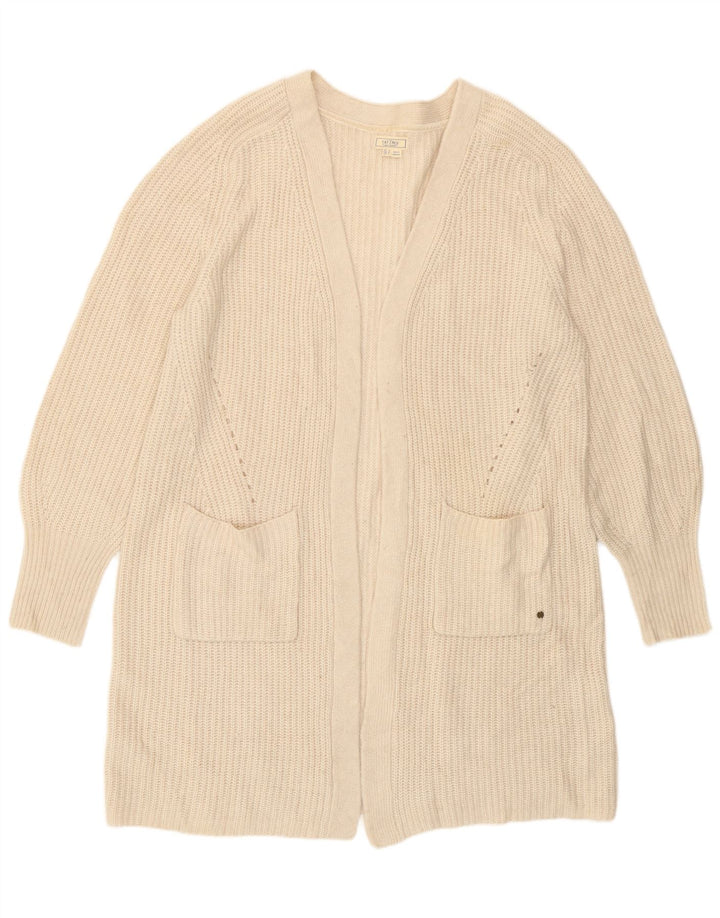 Suéter feminino de cardigã com palangre de grandes dimensões Fat Face Reino Unido 16 grande esbranquiçado