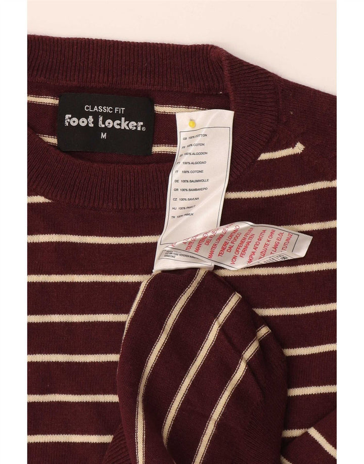 Suéter masculino Foot Locker com gola redonda listrado médio Borgonha
