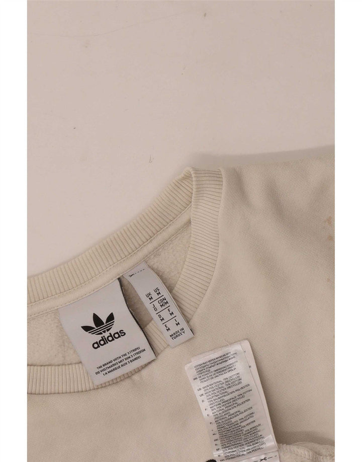 Adidas Womens Graphic Sweatshirt Jumper UK 14 Médio Off White Algodão