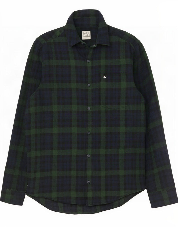 Camisa masculina de flanela Jack Wills médio algodão xadrez azul marinho