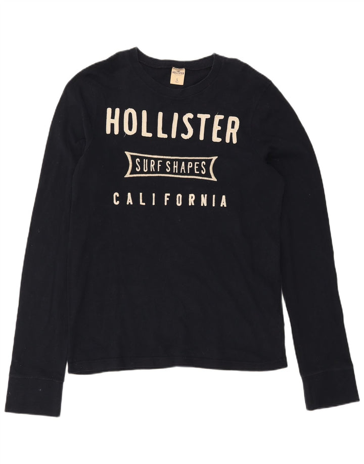 Top gráfico masculino Hollister de manga comprida grande algodão preto