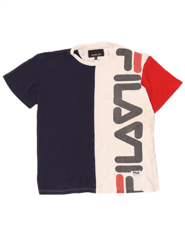 Camiseta masculina Fila Graphic Top médio branco colorblock algodão