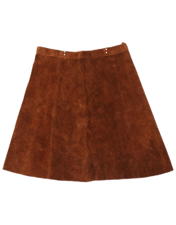 Saia feminina vintage de camurça linha A W28 marrom médio