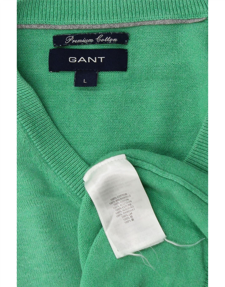 GANT Suéter masculino com decote em V grande algodão verde