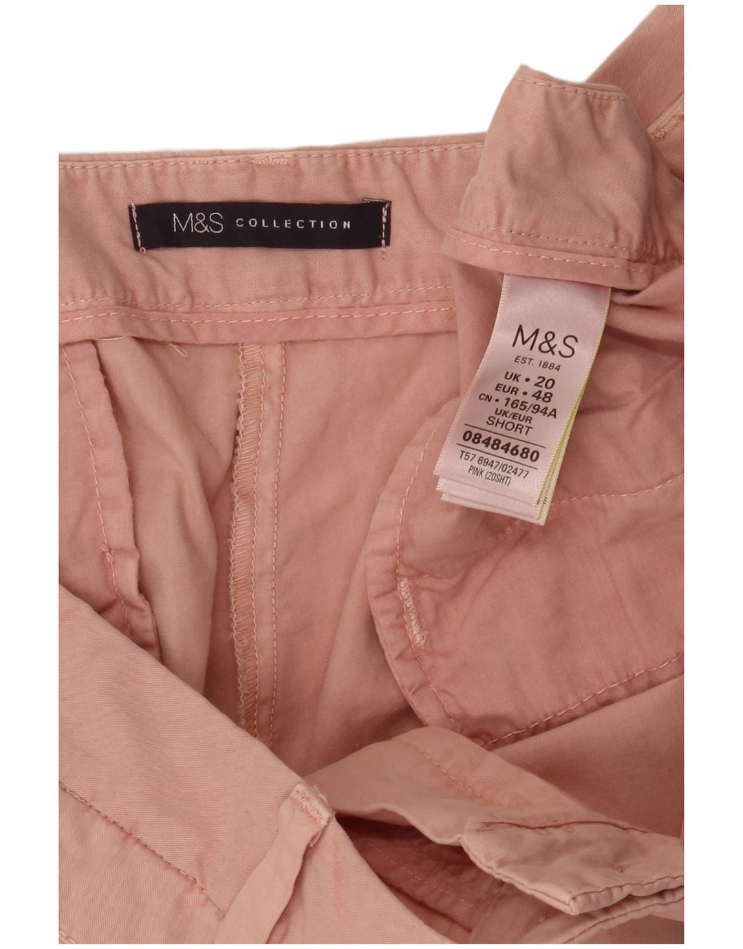 Calça Chino Feminina Marks & Spencer Slim UK 20 2XL W40 L26 Rosa Comics