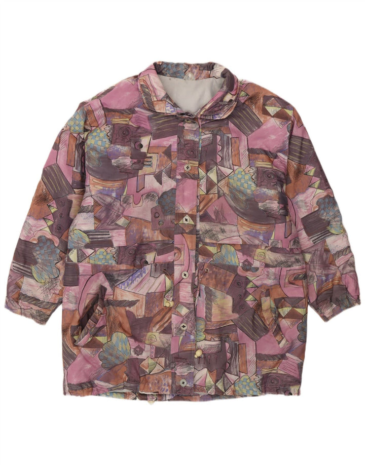 Jaqueta utilitária feminina vintage folgada UK 18 XL patchwork multicolorido