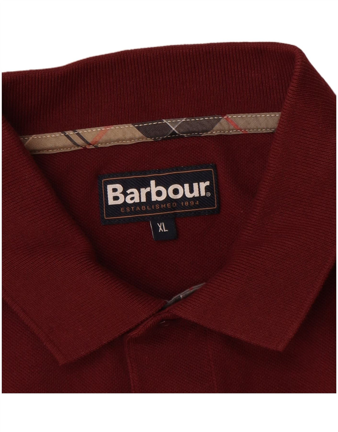Camisa polo masculina de manga comprida BARBOUR XL algodão Borgonha