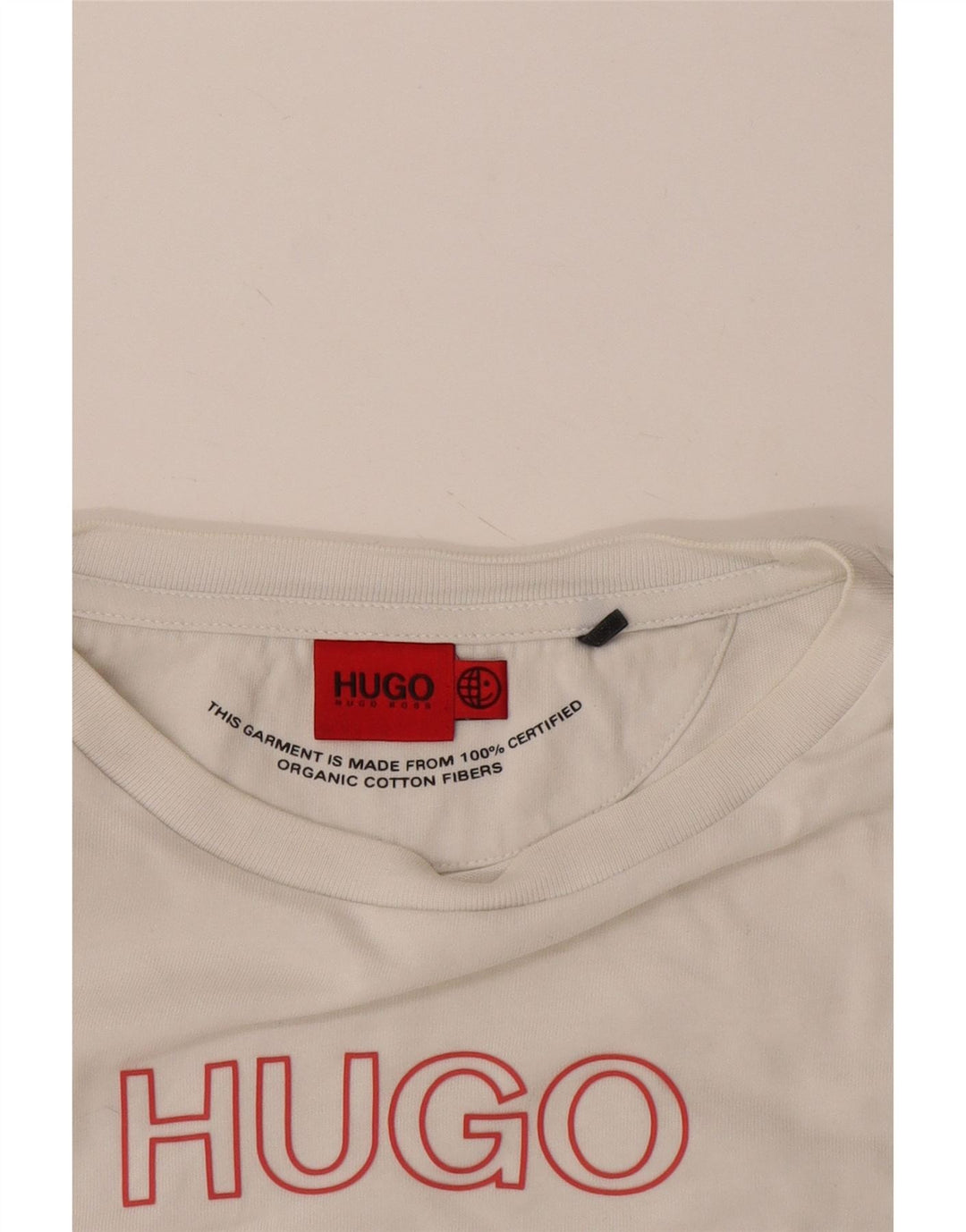 Camiseta gráfica feminina Hugo Boss UK 10 algodão branco pequeno