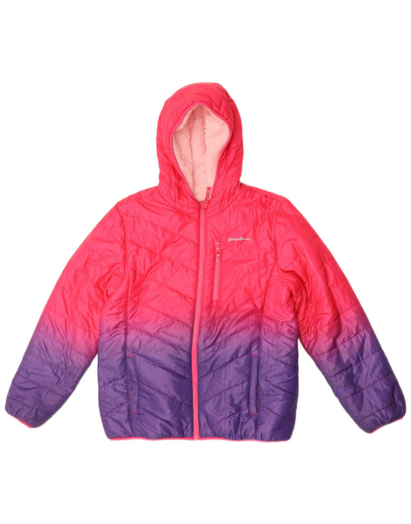 Jaqueta acolchoada com capuz para meninas Eddie Bauer 14-15 anos XL rosa colorblock