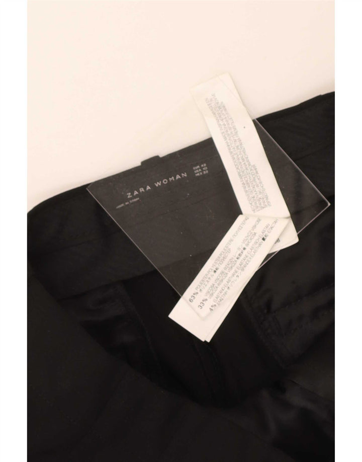 Calça feminina Zara de terno reto UE 42 grande W32 L34 poliéster preto