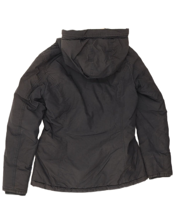 Jaqueta corta-vento feminina Woolrich com capuz UK 10 pequena preta