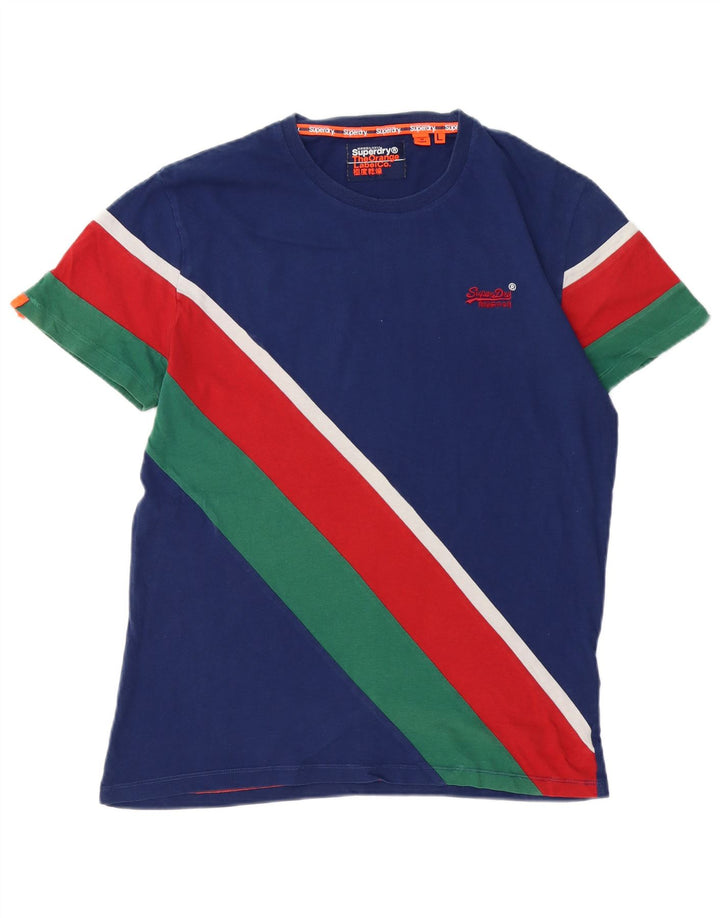 Camiseta masculina SUPERDRY grande algodão colorblock azul marinho