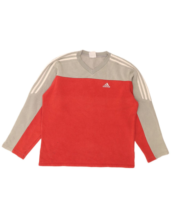 ADIDAS Mens Loose Fit Moletom Jumper UK 36/38 Pequeno Colorblock Vermelho