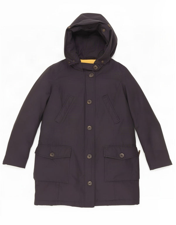 Casaco acolchoado com capuz feminino Zara UK 12 médio azul marinho poliamida