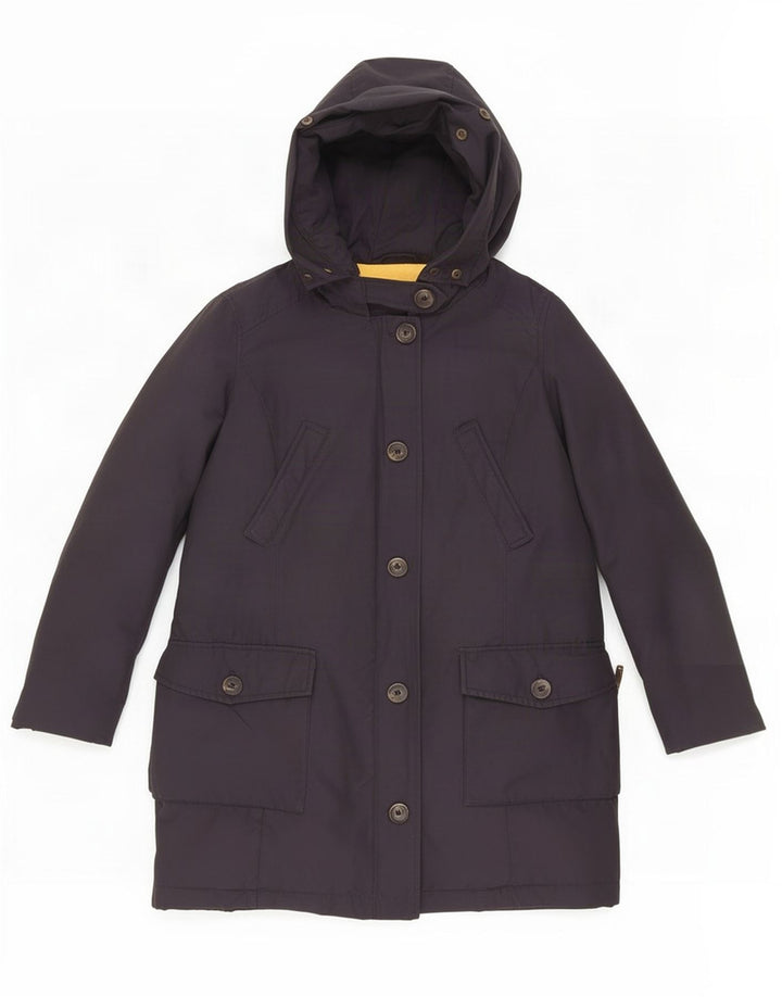 Casaco acolchoado com capuz feminino Zara UK 12 médio azul marinho poliamida
