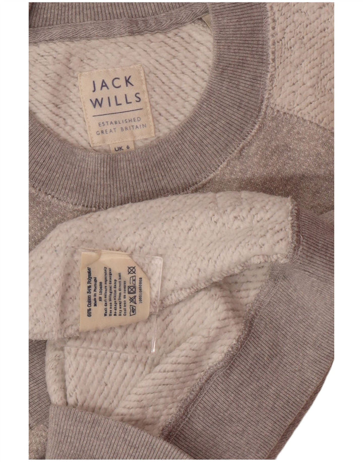JACK WILLS moletom feminino jumper UK 6 XS cinza colorblock algodão