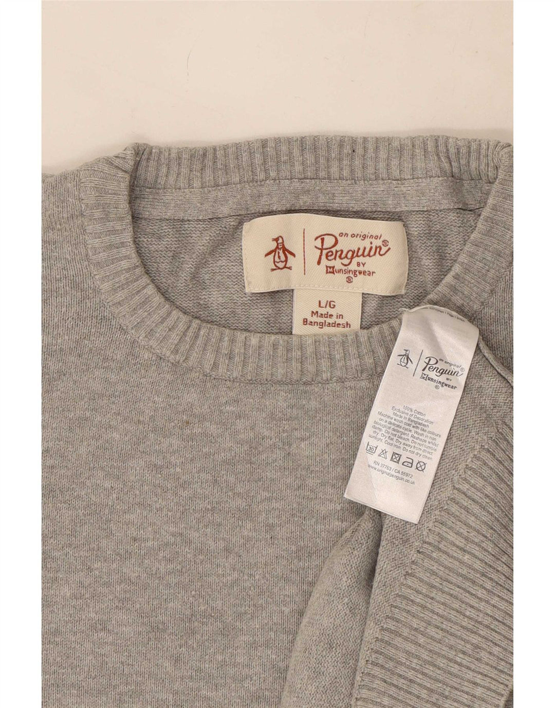 Suéter masculino Penguin com gola redonda, grande algodão cinza