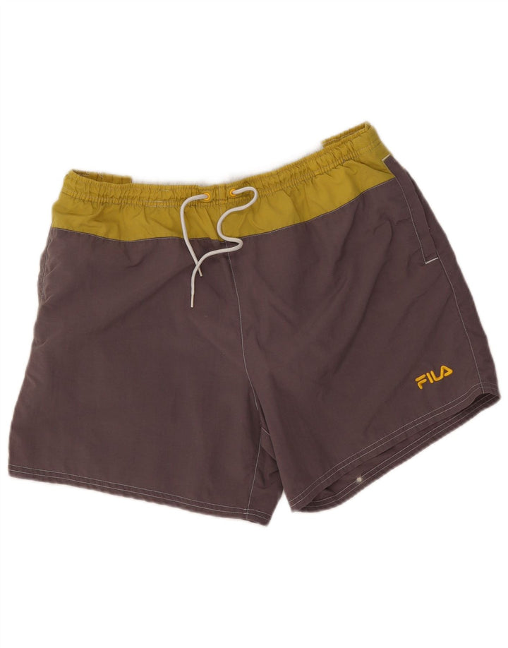 Shorts de natação masculino Fila Graphic grande cinza colorblock poliamida