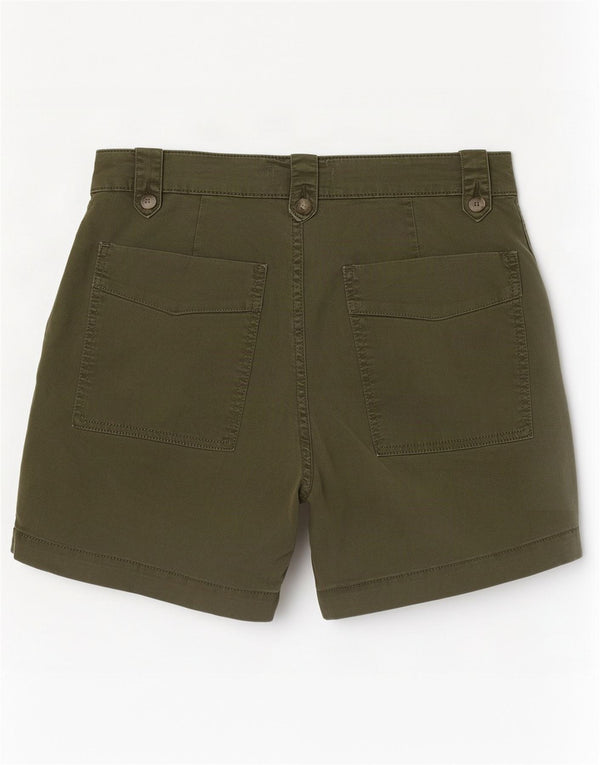 Shorts chino feminino de cintura alta MINT VELVET Reino Unido 10 pequeno W28 algodão cáqui