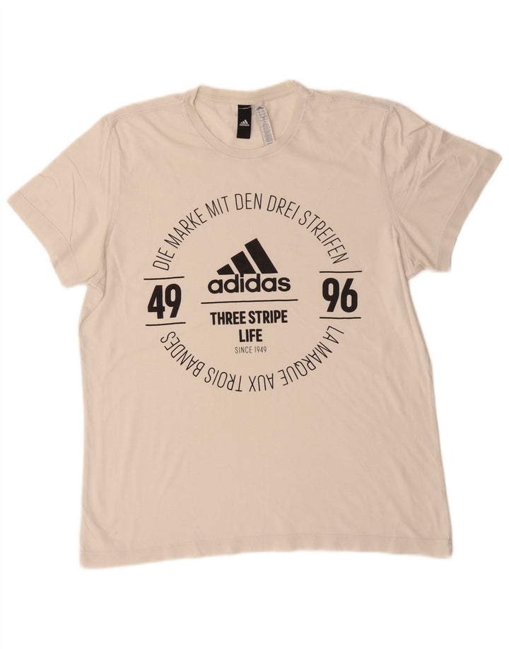 ADIDAS Mens Graphic T-Shirt Top Grande Algodão Branco