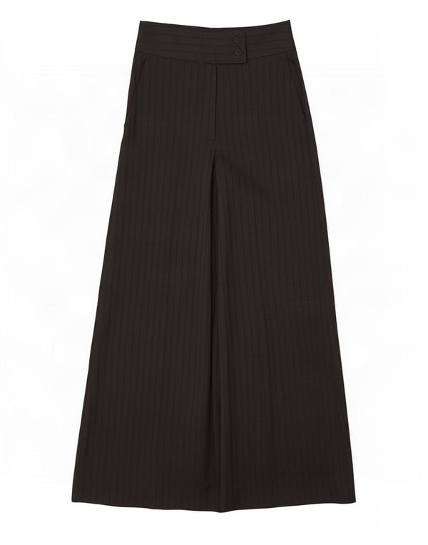 Zara Womens High Waist Wide Leg Casual Trousers XS W24 L29 Black Pinstripe