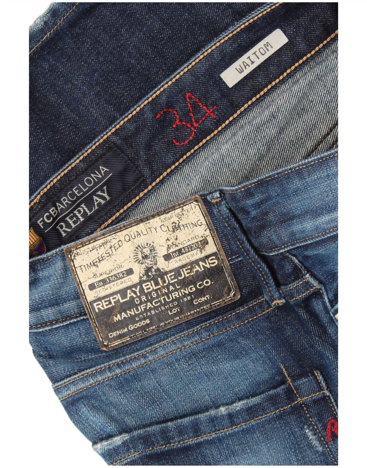 REPLAY Mens Waitom Straight Jeans W34 L34 Azul Marinho