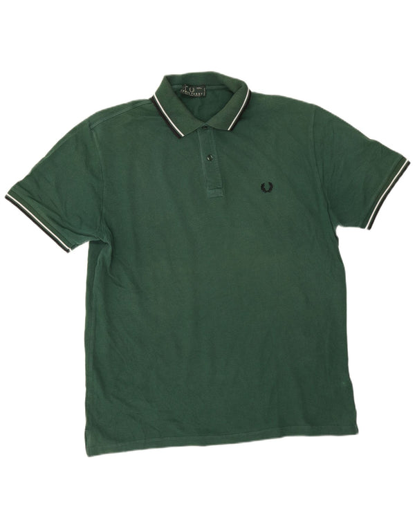 Camisa polo masculina Fred Perry XL algodão listrado verde