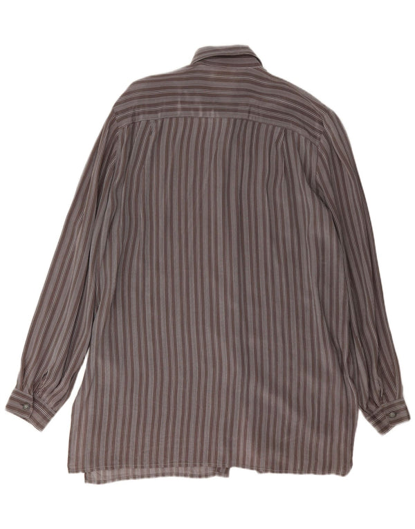 Vestido camisa feminino vintage IT 46 acetato listrado cinza grande