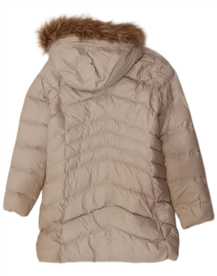 Casaco acolchoado com capuz feminino Marmot UK 10 pequeno poliéster esbranquiçado