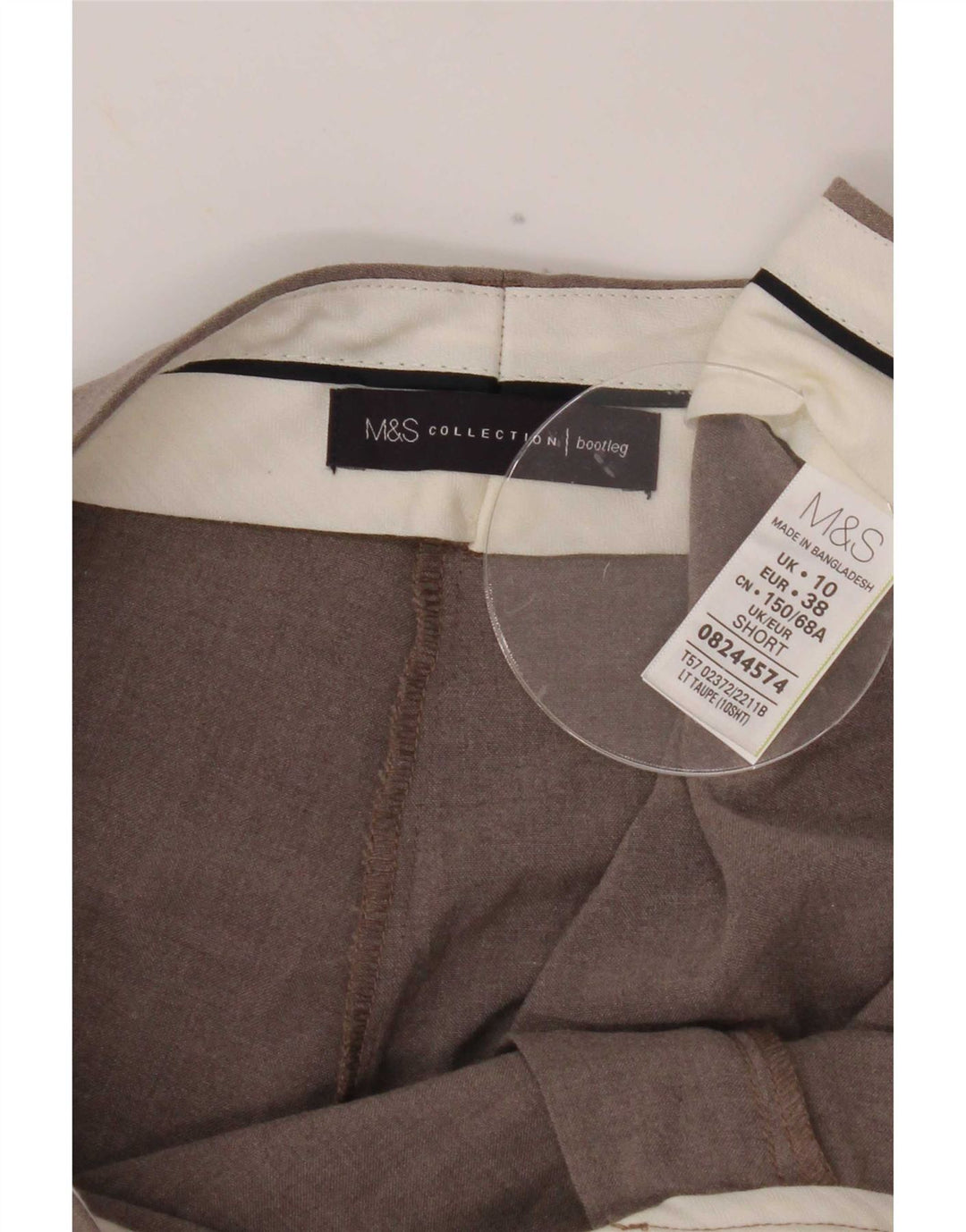 Calça feminina Marks & Spencer Bootcut Suit UK 10 pequena W30 L27 cinza