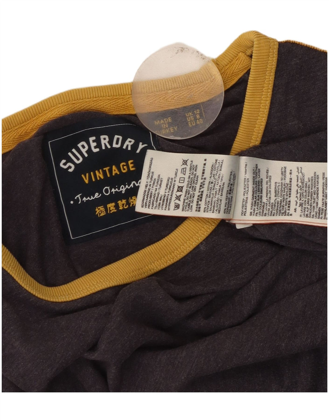 Camiseta feminina SUPERDRY com estampa gráfica UK 12 algodão roxo médio