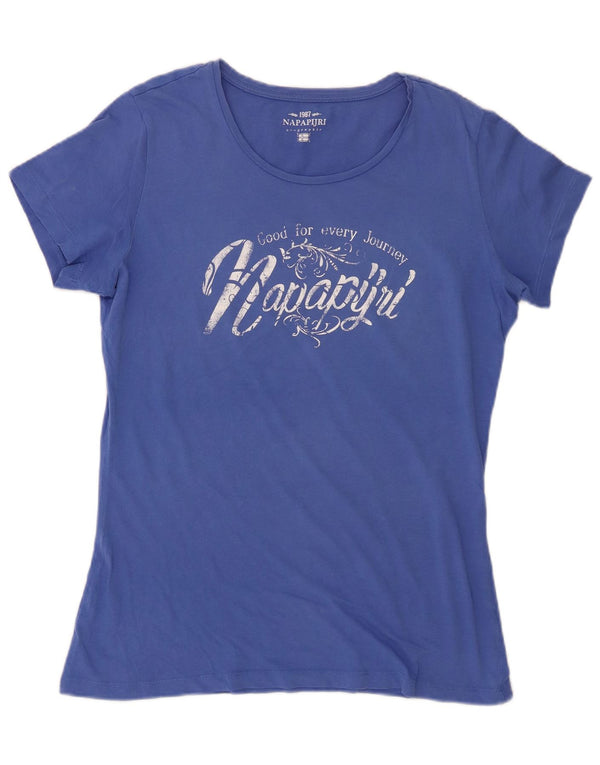 Camiseta feminina com estampa geográfica Napapijri UK 18 XL azul